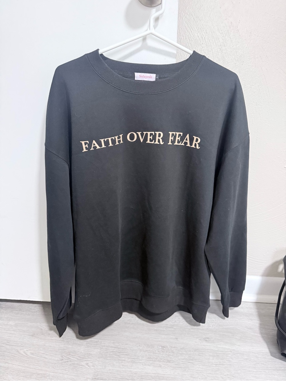 Faith Over Fear Crewneck Sweater - Black